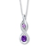 Thumbnail Image 0 of Amethyst Necklace Lab-Created White Sapphires Sterling Silver