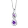 Thumbnail Image 1 of Amethyst Necklace Lab-Created White Sapphires Sterling Silver