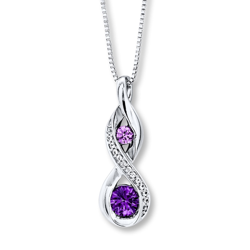 Amethyst Necklace Lab-Created White Sapphires Sterling Silver