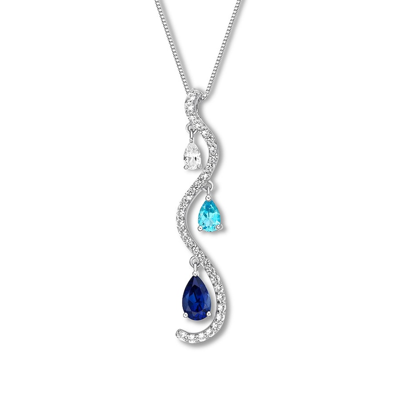 Lab-Created Sapphire/Blue Topaz Necklace Sterling Silver