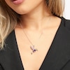 Thumbnail Image 1 of Amethyst Bird Necklace Lab-Created Sapphire Sterling Silver