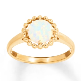 Lab-Created Opal Ring 10K Yellow Gold