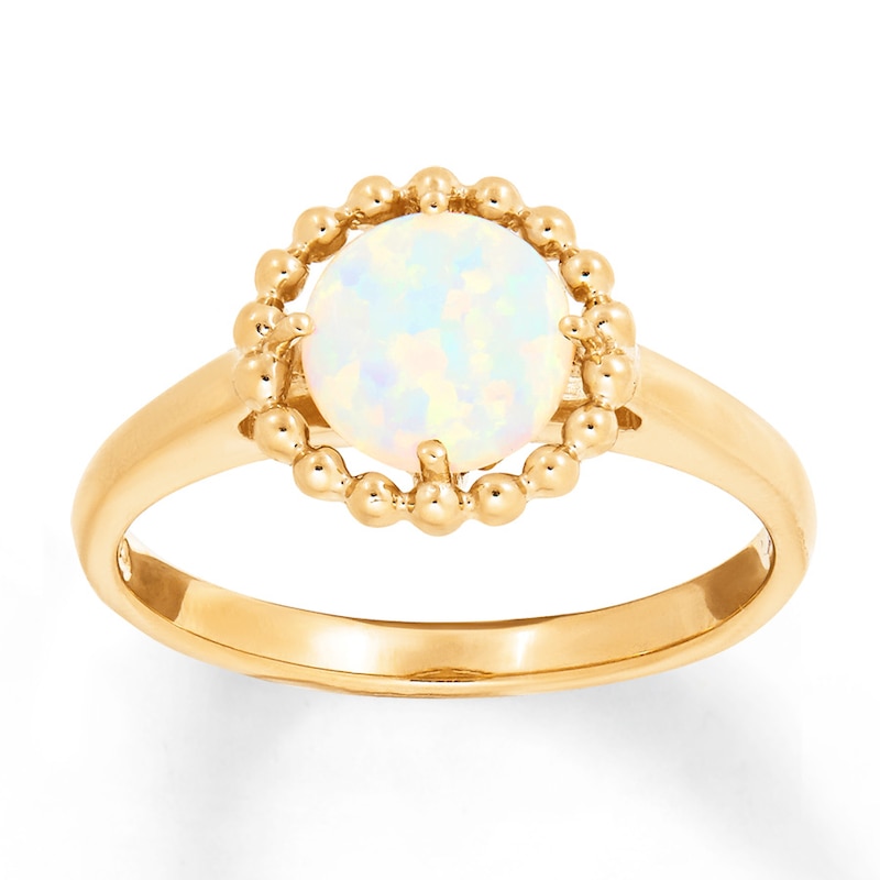 Main Image 1 of Lab-Created Opal Ring 10K Yellow Gold