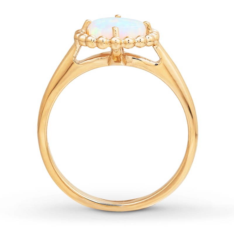 Main Image 2 of Lab-Created Opal Ring 10K Yellow Gold