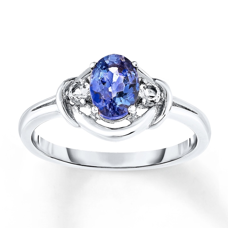 Main Image 1 of Tanzanite & White Topaz Ring Sterling Silver