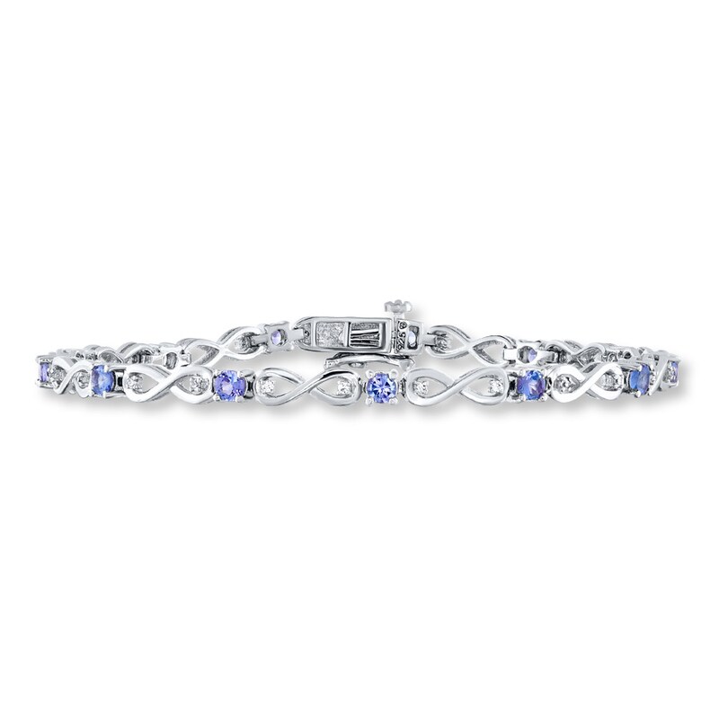 Main Image 1 of Tanzanite Infinity Bracelet 1/8 ct tw Diamonds Sterling Silver