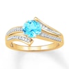 Thumbnail Image 0 of Blue Topaz Ring 1/6 ct tw Diamonds 10K Yellow Gold