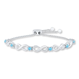 Infinity Bolo Bracelet Blue Topaz Sterling Silver