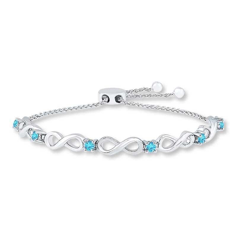 Infinity Bolo Bracelet Blue Topaz Sterling Silver