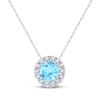 Thumbnail Image 0 of Blue Topaz Necklace 1/10 ct tw Diamonds 10K White Gold