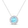 Thumbnail Image 1 of Blue Topaz Necklace 1/10 ct tw Diamonds 10K White Gold