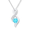 Thumbnail Image 1 of Heart-Shaped Topaz Necklace 1/20 ct tw Diamonds 10K White Gold