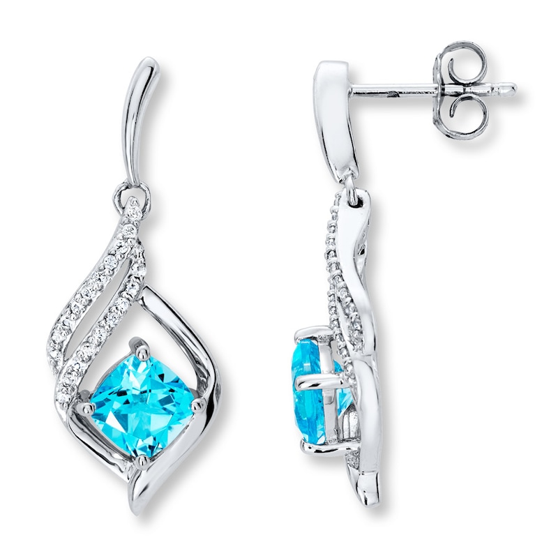 Main Image 1 of Blue & White Topaz Earrings Sterling Silver
