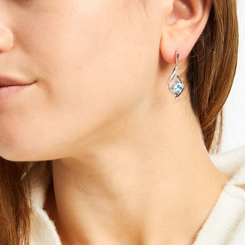 Main Image 2 of Blue & White Topaz Earrings Sterling Silver