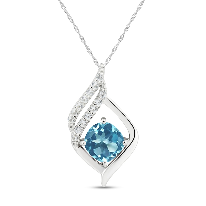Main Image 1 of Blue & White Topaz Necklace Sterling Silver