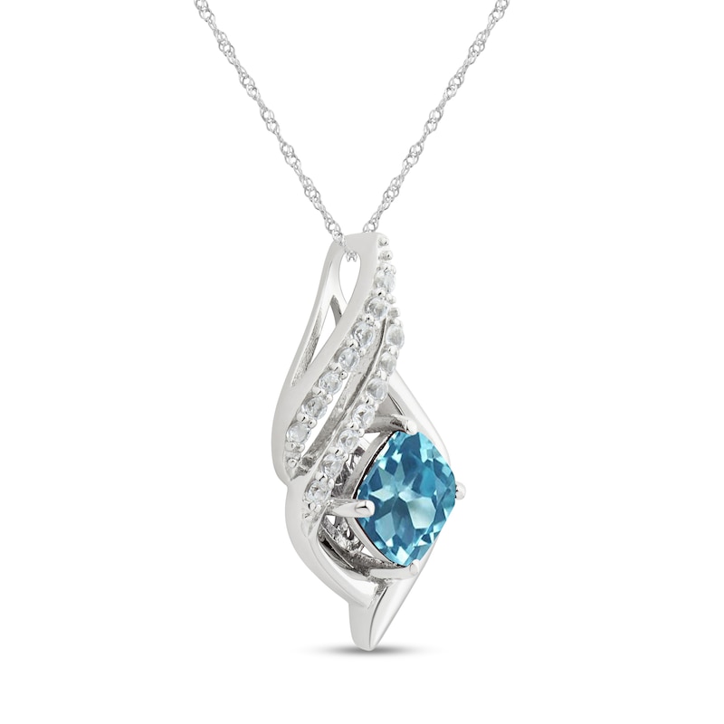 Blue & White Topaz Necklace Sterling Silver