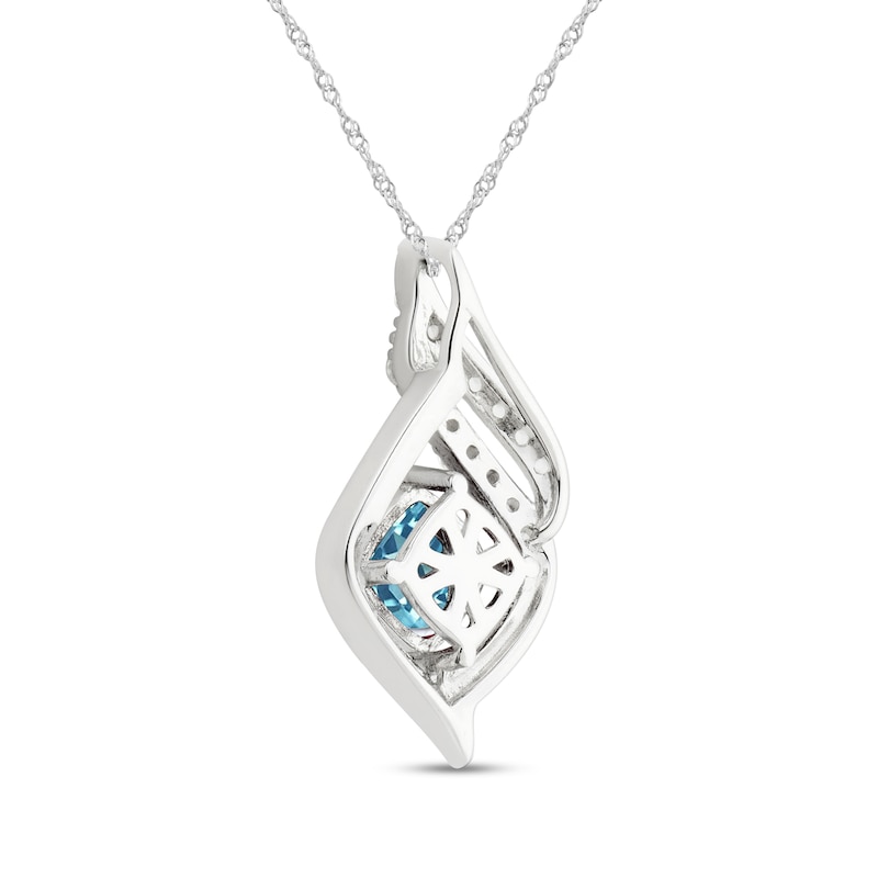 Blue & White Topaz Necklace Sterling Silver