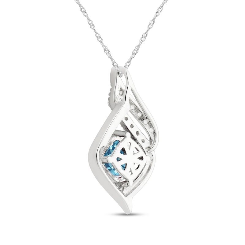 Main Image 3 of Blue & White Topaz Necklace Sterling Silver