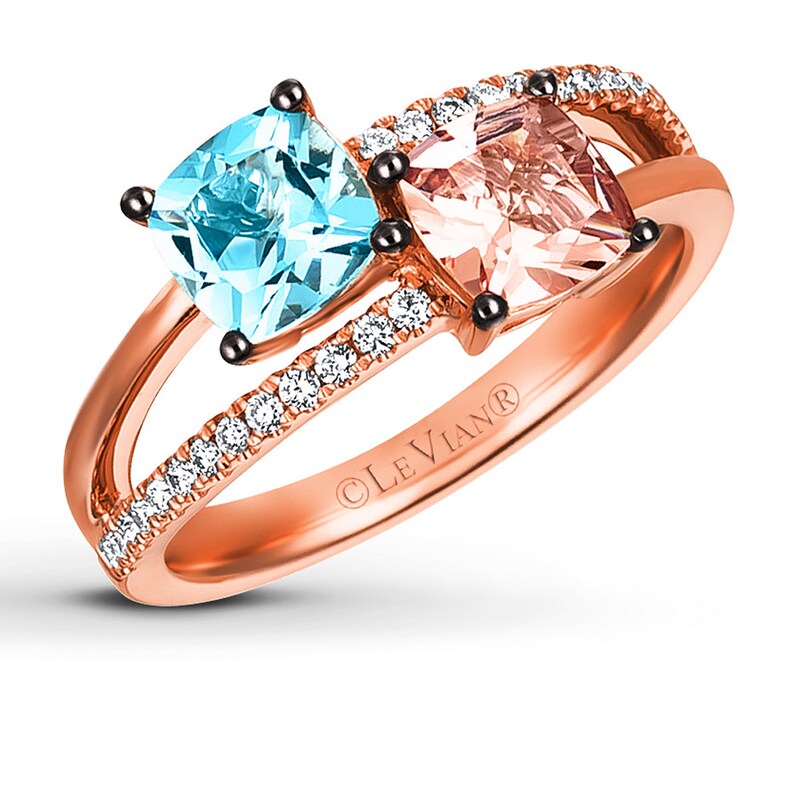 Le Vian Aquamarine/Morganite Ring 1/8 ct tw Diamonds 14K Gold