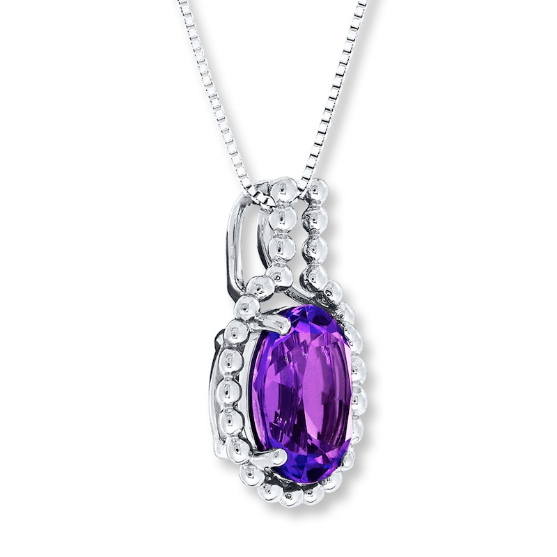 Main Image 3 of Amethyst Necklace Sterling Silver