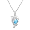 Thumbnail Image 1 of Dolphin Necklace Blue & White Topaz Sterling Silver