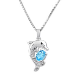 Ciondolo Delfino Hawaiano Con Topazio Blu In Argento 925 - Nuovo, Senza Etichetta