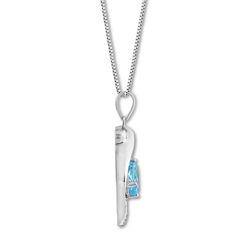 Main Image 2 of Dolphin Necklace Blue & White Topaz Sterling Silver