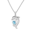 Thumbnail Image 3 of Dolphin Necklace Blue & White Topaz Sterling Silver