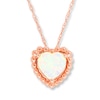 Thumbnail Image 1 of Heart Necklace Lab-Created Opal 10K Rose Gold