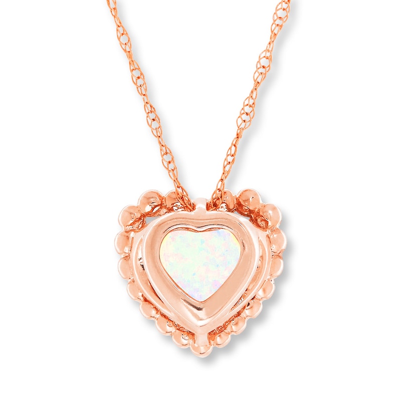 Main Image 3 of Heart Necklace Lab-Created Opal 10K Rose Gold