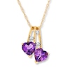Thumbnail Image 0 of Amethyst Heart Necklace Diamond Accents 10K Yellow Gold