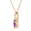 Thumbnail Image 1 of Amethyst Heart Necklace Diamond Accents 10K Yellow Gold