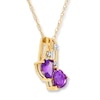 Thumbnail Image 2 of Amethyst Heart Necklace Diamond Accents 10K Yellow Gold