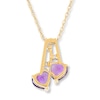 Thumbnail Image 3 of Amethyst Heart Necklace Diamond Accents 10K Yellow Gold