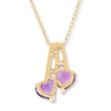 Thumbnail Image 4 of Amethyst Heart Necklace Diamond Accents 10K Yellow Gold