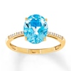 Thumbnail Image 1 of Blue Topaz Ring Diamonds 10K Yellow Gold