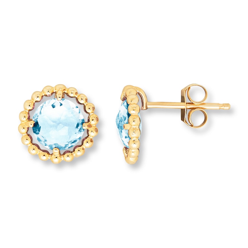 Aquamarine Earrings 10K Yellow Gold