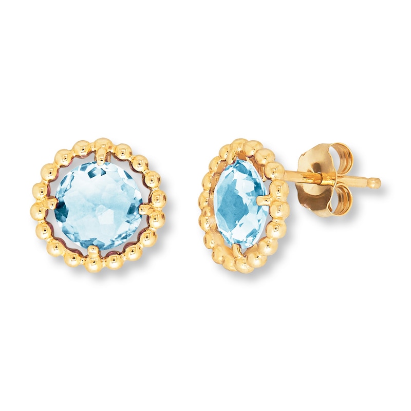 Aquamarine Earrings 10K Yellow Gold