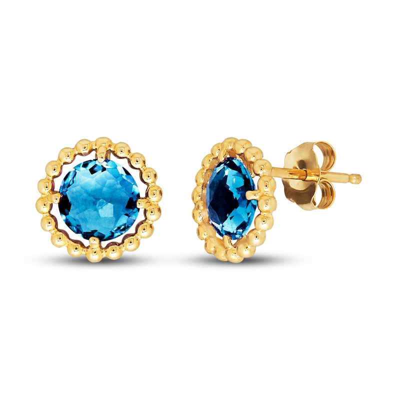 Blue Topaz Earrings 10K Yellow Gold | Kay