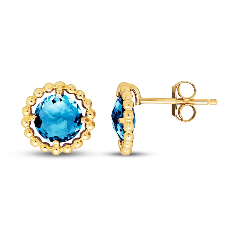 Blue Topaz Earrings 10K Yellow Gold