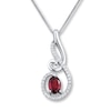 Thumbnail Image 1 of Garnet Necklace White Topaz Sterling Silver