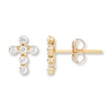 Thumbnail Image 1 of Cross Young Teen Earrings Cubic Zirconia 14K Yellow Gold
