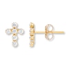 Thumbnail Image 0 of Cross Young Teen Earrings Cubic Zirconia 14K Yellow Gold