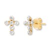 Thumbnail Image 1 of Cross Young Teen Earrings Cubic Zirconia 14K Yellow Gold