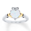 Thumbnail Image 0 of Claddagh Ring Lab-Created Opal 10K Gold/Sterling Silver