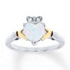 Thumbnail Image 1 of Claddagh Ring Lab-Created Opal 10K Gold/Sterling Silver