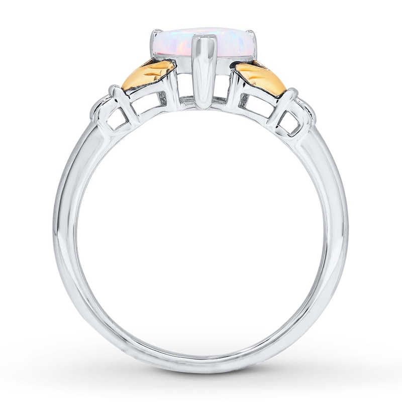 Claddagh Ring Lab-Created Opal 10K Gold/Sterling Silver