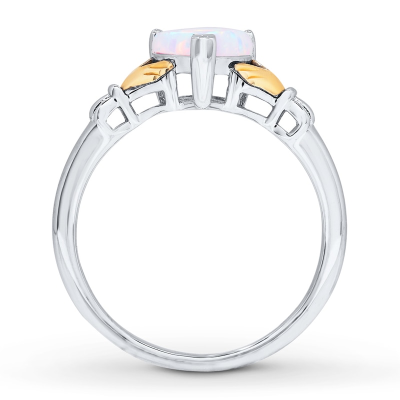 Main Image 2 of Claddagh Ring Lab-Created Opal 10K Gold/Sterling Silver