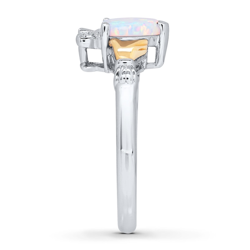 Main Image 3 of Claddagh Ring Lab-Created Opal 10K Gold/Sterling Silver