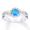 Thumbnail Image 0 of Lab-Created Blue Opal Ring White Topaz Sterling Silver